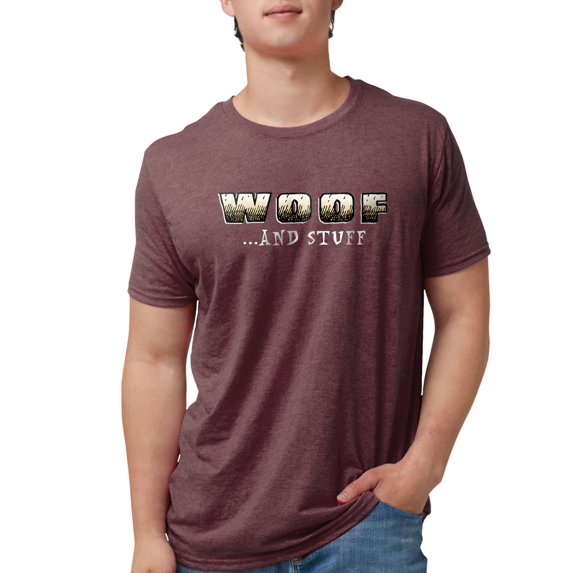 CafePress - Woof And Stuff_Dark Men's Deluxe T Shirt - Mens Tri-blend T-Shirt