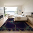 thumbnail image 3 of ODIKA 9'x12' Washable Area Rug Low Pile, Flatwoven, Gold Guitar Rock Music Themed Print Record Electric Sound Waves and Medallion for Great Room, Indoor Concept, Large Living, 3 of 7
