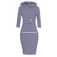 thumbnail image 1 of Vestido con capucha MISSKY con bolsillo a rayas hasta la rodilla para mujer, 1 of 6