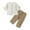 Khaki, variant on Otqutp Baby Casual Clothing Sets Kids Outfit Soft Cotton Warm Crewneck Mid Length Sleeve Stand Collar Solid Color Cotton Linen Suit for Boys Girls Elastic Pants 2PCS Fall Winter Clothes