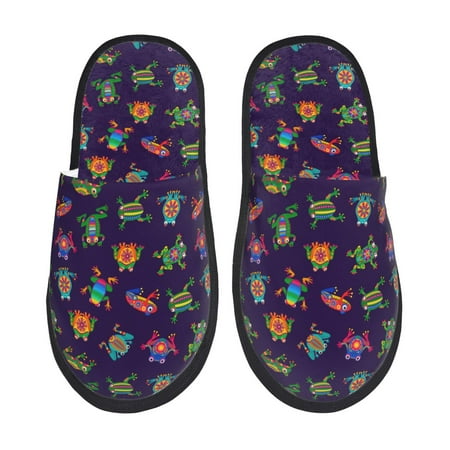 Balery Mexican Frogs Slient Indoor Furry Fleece Comfort House Shoes Soft Non-Slip Home Shoes Cotton slippers House Slippers-- Large