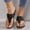 Black, variant on AXXD Women Black Sandals Summer Plus-size Solid Color Flower Casual Comfortable Lunge Sandals