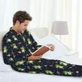 thumbnail image 6 of Lsque Dinosaur Astronaut Pattern Long Sleeve Pajama Set for Men - Soft 2-Piece Sleepwear and Loungewear Set with Pockets, Comfy Nightwear-Large, 6 of 7
