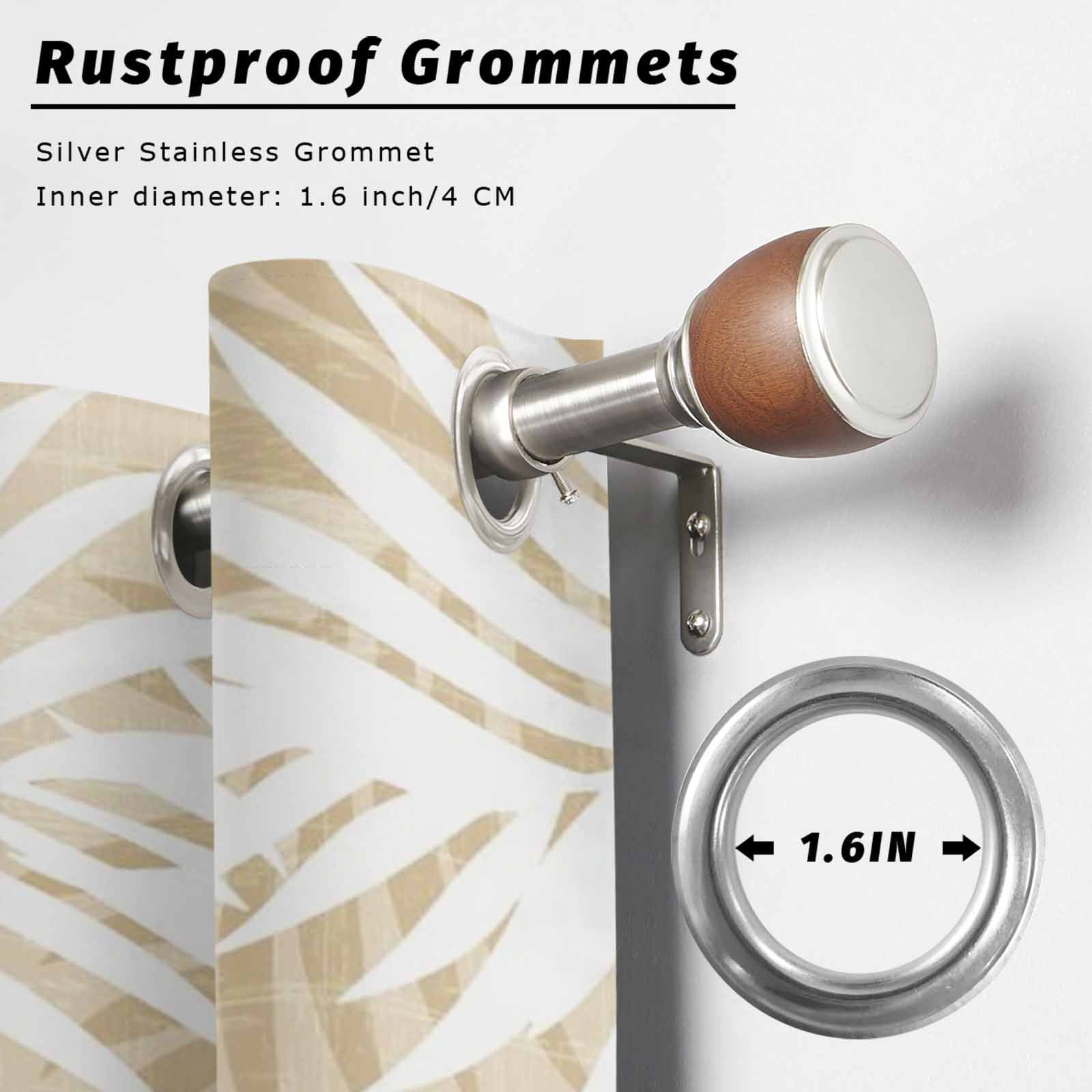 Summer Beige Palm Outdoor Curtains for Patio, Bohemian Country Watercolor Beige Leaf Abstract Stripe Sunshade Privacy Drapes Grommet Waterproof Outside Curtains for Porch Balcony 54"x108", 1 Panel