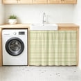 Beige Grid Gingham Cabinet Curtains for Kitchen 10