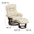 thumbnail image 5 of Emma + Oliver Multi-Position Recliner & Curved Ottoman with Swivel Wood Base in Beige Leather, 5 of 12