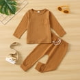 thumbnail image 2 of Otqutp Kids&nbsp;Clothes&nbsp;Set for Baby Unisex Cotton Solid Autumn Long Sleeve Pants Sleepwear Pullover Sweatshirt Set Clothes 1-4 Years, 2 of 7