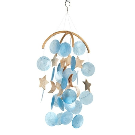 Woodstock Asli Arts 19 Inch Dark Blue Moon and Star Capiz Wind...