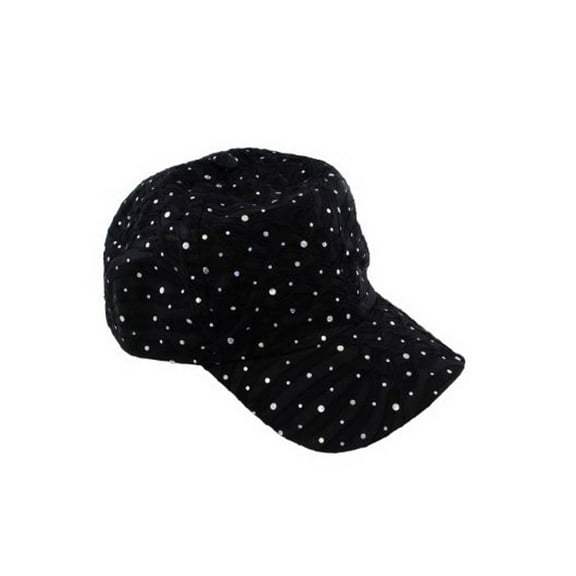Glitzy Game Sequin Trim Baseball Cap - Black