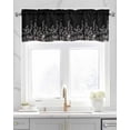 thumbnail image 2 of Black Botanical Kitchen Valances for Windows Farmhouse Linen Window Valance Curtain for Living Room Window Treatment Dragonfly Flower Leaf Retro Style Valance Rod Pocket Topper Drape, 60 x 18 Inch, 2 of 6