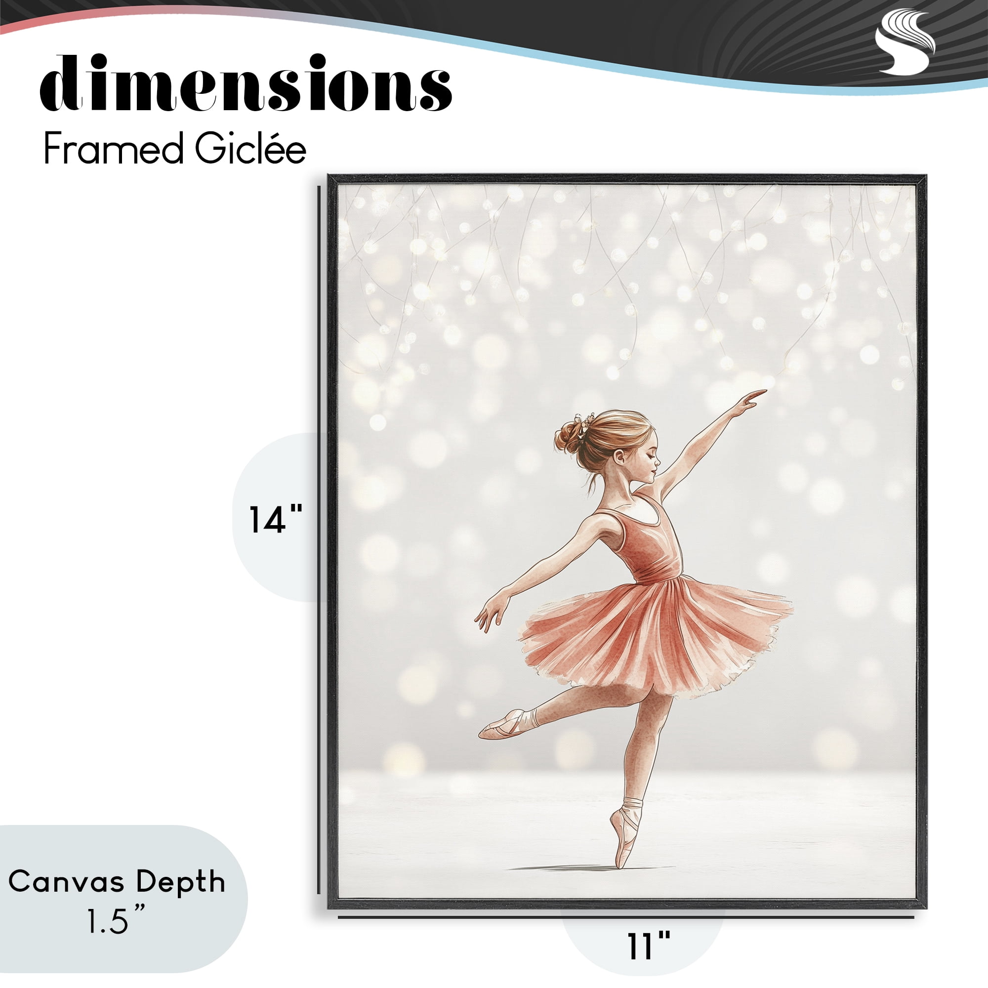Stupell Industries Dancing In The Light Black Framed Giclee Art, design by Christine Simpson Art