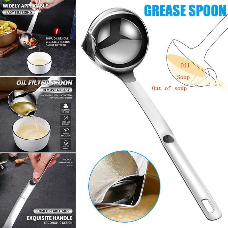 VeliToy Oil Filter Spoon Stainless Steel Long Handle Spoon for Hot Pot  Restaurant Home Kitchen - Walmart.com