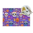 thumbnail image 4 of XMXT 1 Pcs Woven Placemats, Purple Colorful Skull Stain Resistant Anti-Skid Placemat for Kitchen Table, 12 x 18 inches, 4 of 6