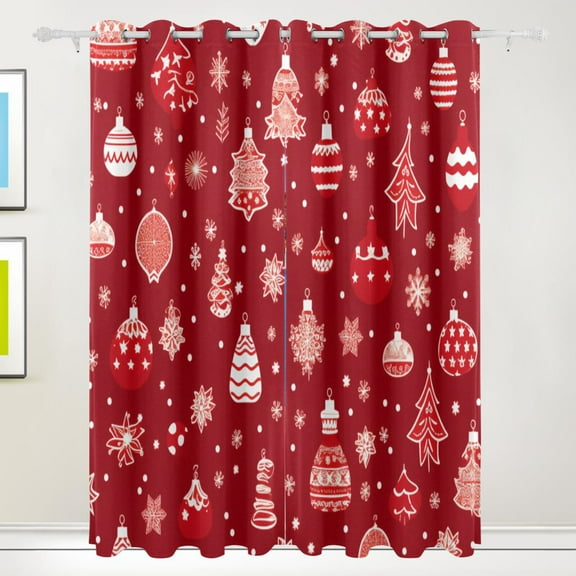 Christmas Decorations Red Black Out Curtains 72 Inch Length Curtains for Sliding Glass Doors Bedroom Living Room 2 Pack