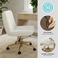 thumbnail image 3 of Martha Stewart Upholstered Office Chair in Off White/Polished Brass, 3 of 12