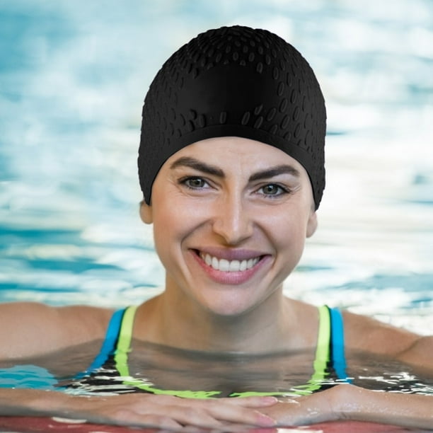 Gorro De Natación De Silicona, Gorros De Natación Para Cabeza De Adulto, Impermeables Y Flexibles, Con Diseño Moderno De Gota De Agua