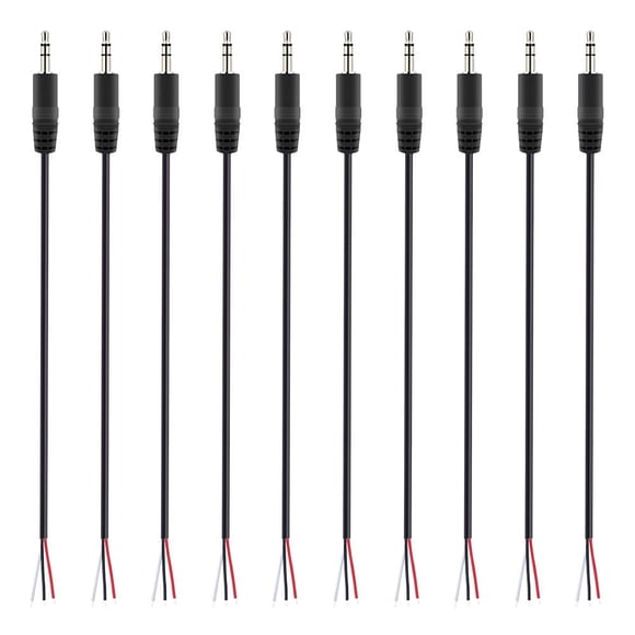 Cable de audio Fancasee, paquete de 10 unidades, 3,5 mm, 1/8 TRS macho a Bare Wire