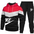 thumbnail image 3 of Chándal informal para hombre, Conjunto de sudadera con capucha y cremallera y pantalón de chándal negro, ropa de calle con estampado de grafiti, Moda de Primavera, 3 of 5