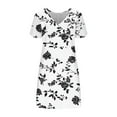 thumbnail image 4 of Mgmyaa Women's Sundress V-Neck Short Sleeve Printing Dresses Elegant Flutter Sleeve Casual Boho Midi Dress Summer Swing Dress, 4 of 5
