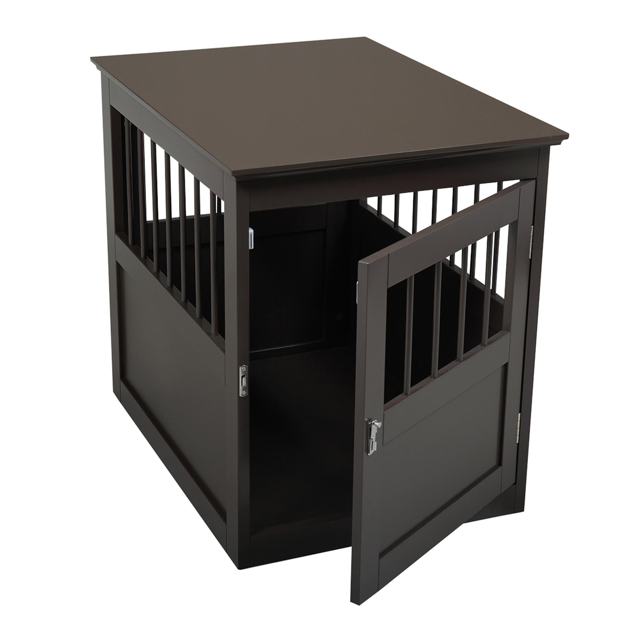 Pefilos 27" Dog Crates for Small and Medium Dogs, Wooden Dog Cage Furniture Table, Dog Kennel for Indoor, Dog House with Side Slats, Brown Pefilos 27" Dog Crates for Small and Medium Dogs, Wooden Dog Cage Furniture Table, Dog Kennel for Indoor, Dog House with Side Slats, Brown