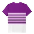 thumbnail image 7 of Olyvenn Womens T Shirts Short Sleeve Pleated Dressy Casual Scooped Neck Summer Button Tops Color Block Striped Blouses Purple S, 7 of 7