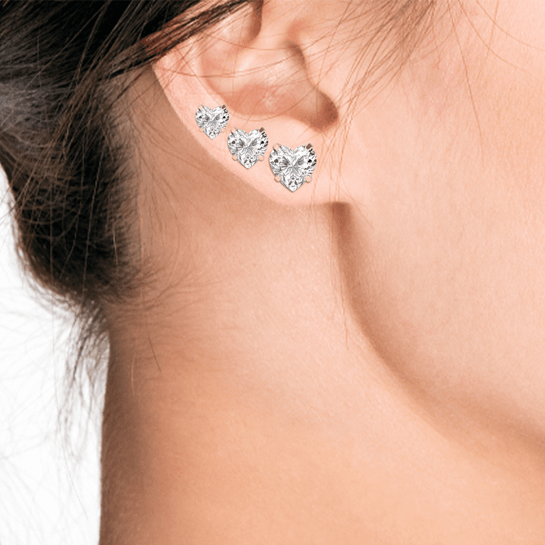 6 Pairs Rose Gold Plated Stud Earrings Set - 3mm/4mm/5mm Cubic Zirconia & Opal Hypoallergenic Earrings For Women