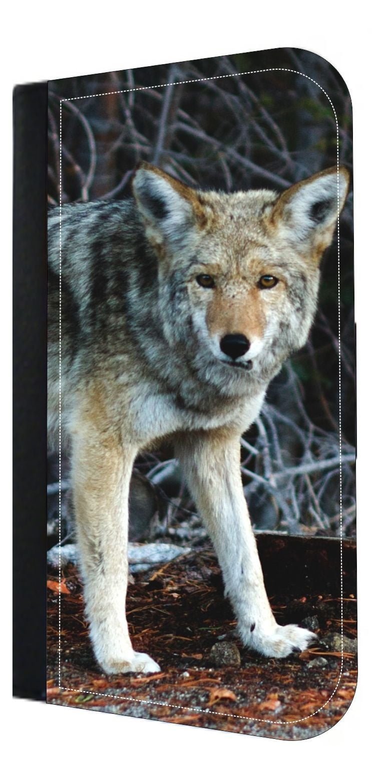 Wolf Wallet Style Cell Phone Case with 2 Card Slots and a Flip Cover
