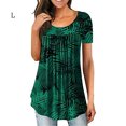 thumbnail image 1 of Camiseta de mujer con estampado floral, manga corta, cuello redondo, blusa plisada, tipo 4, L Advancent AP002482-10, 1 of 5