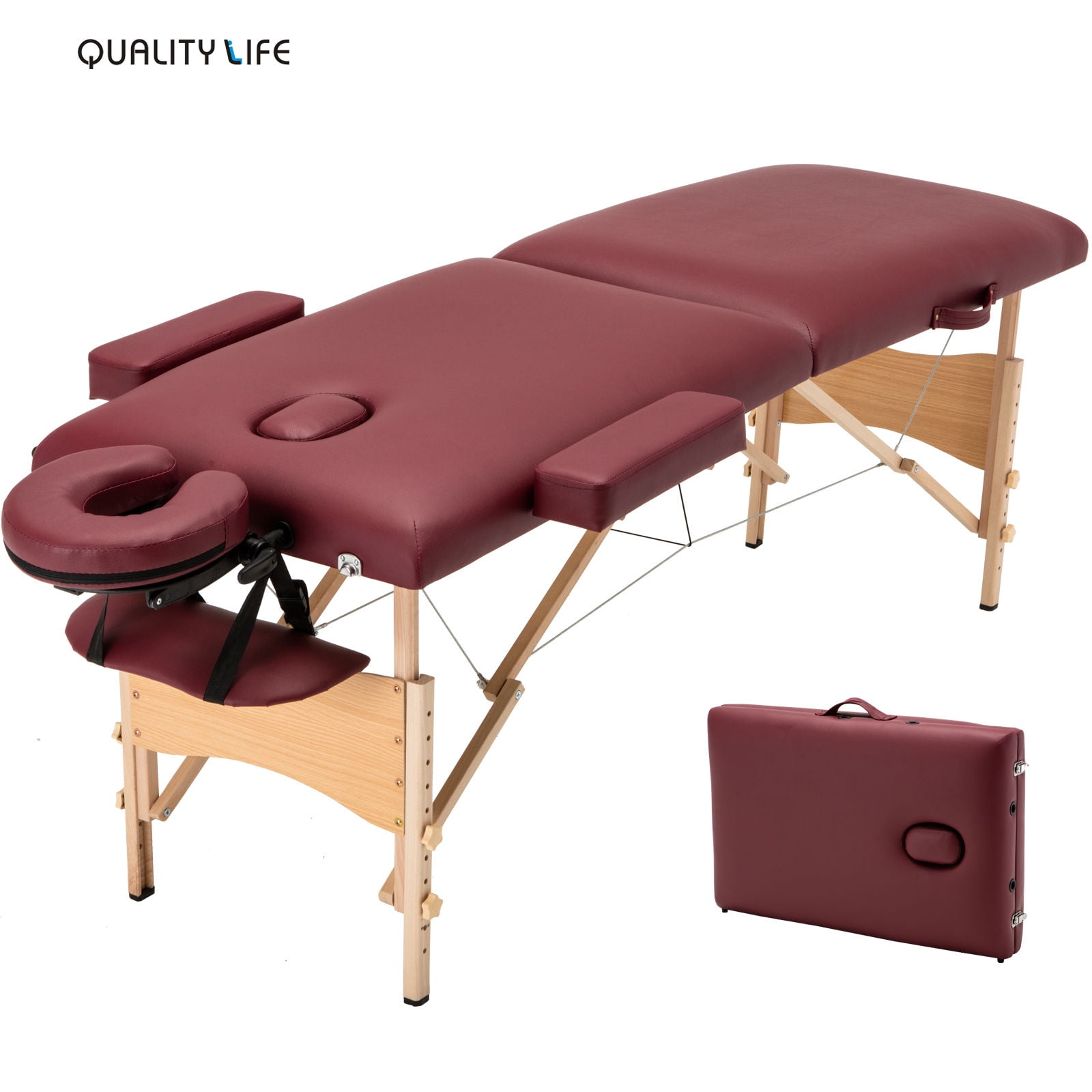 84" Folding Massage Table Portable 2 Fold Massage Bed W/ Face Cradle