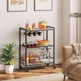 thumbnail image 5 of Bar Cart, 3-Tier Coffee Cart with Wheels, Kitchen Cart, Wine Cart with Wine Rack and Glass Holder, Rolling Serving Cart for Home, Living Room, Party, Bar, Greige and Black BG35TC01G1, 5 of 9