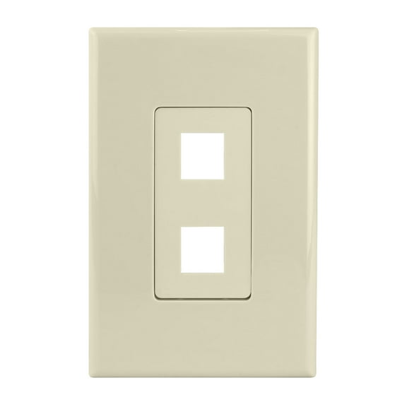Construct Pro 2-Port Keystone Wall Plate with Screwless Face (Color: Ivory)