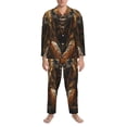 thumbnail image 3 of Naloa Tiger In The Fallen Leaf Forest Men’s Pajamas Set - Long Sleeve Button Down Sleep Shirt and Pajama Bottoms Sleepwear Set-Large, 3 of 7