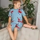 thumbnail image 4 of Balery Red Funny Crab on Blue Stripe Conjunto de Pijama Infantil de Manga Corta con Estampado – Ropa de Dormir de Algodón Suave-Large, 4 of 6