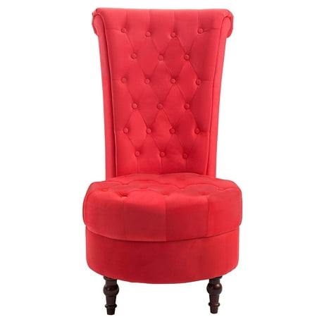 Back Accent Chair Windaze Accent Chair Button Tufted High Back Cushioned Velvet Classic Sofa Couch, Red ()