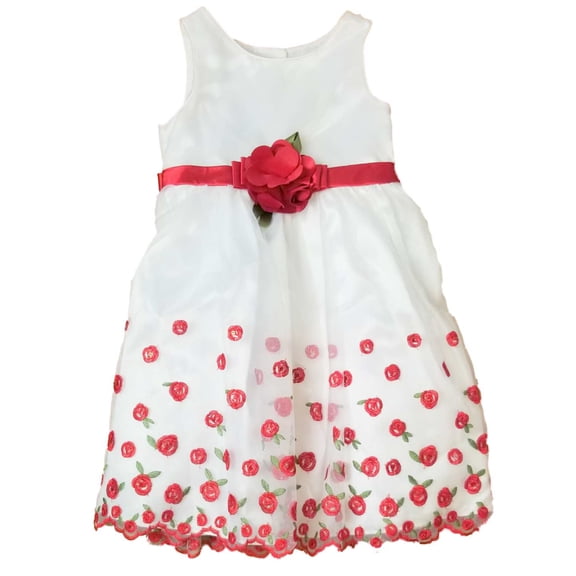 Youngland Little Girls Ruffled White Rose Christmas Holiday Party Dress 5