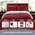 thumbnail image 2 of 3PC Burgundy Full (76" x 86") Sherpa & Faux Micromink Comforter and Sham Bedding Set Reversible Ultra Plush, 2 of 6
