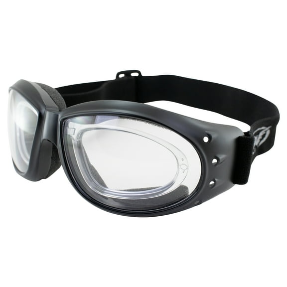 Global Vision Eliminator RX Padded Motorcycle Riding Goggles ANSI Black Frame w/Antifog Clear Lens