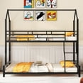 thumbnail image 3 of EUROCO Metal Twin over Full House Bunk Bed for Kids Teens Bedroom, Seperate 2 Beds in One, Black, 3 of 13