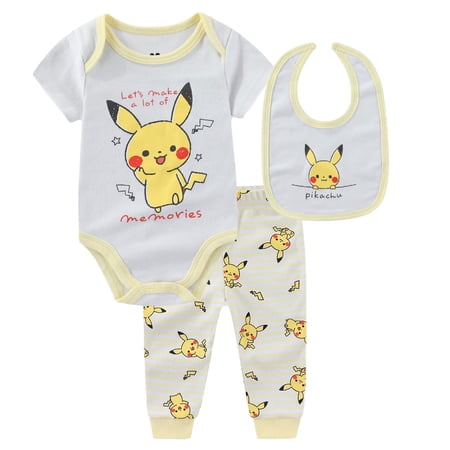 Pokémon Bodysuit with Bib and Pants Set (Baby Boys) 3 Piece Set Sizes 3M-12M