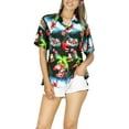 thumbnail image 5 of LA LEELA Women's Beach Funny Santa Claus Party Vacation Blouse Shirt Tops Short Sleeve Hawaiian Christmas Tree Dresses for Women M Xmas Gifts, Black, 5 of 7
