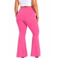 thumbnail image 3 of Stretch Is Comfort Women's High Waist Bootcut Yoga Pants Peached Petite w/Pockets Bright Pink Small, 3 of 6