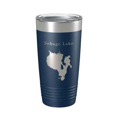 

Sebago Lake Map Tumbler Travel Mug Insulated Laser Engraved Coffee Cup Maine 20 oz Navy Blue