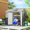 thumbnail image 2 of Outsunny 8.5' x 5.5' Metal Garden Storage Shed with Lockable Door Grey, 2 of 10