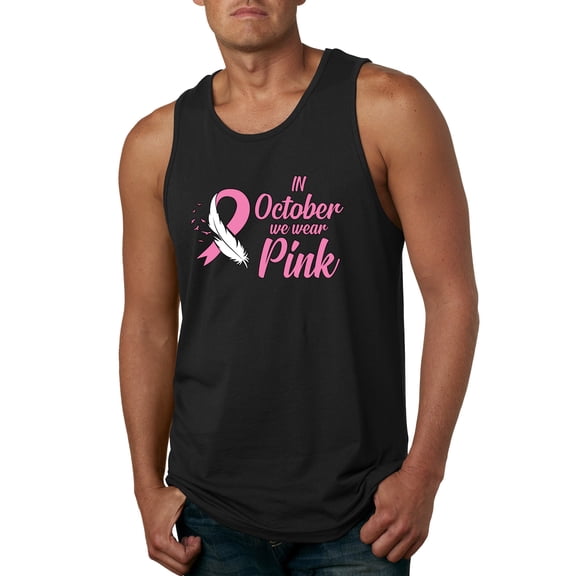 In October We Wear Pink Awareness Mens Graphic Tank Top, Black, Small