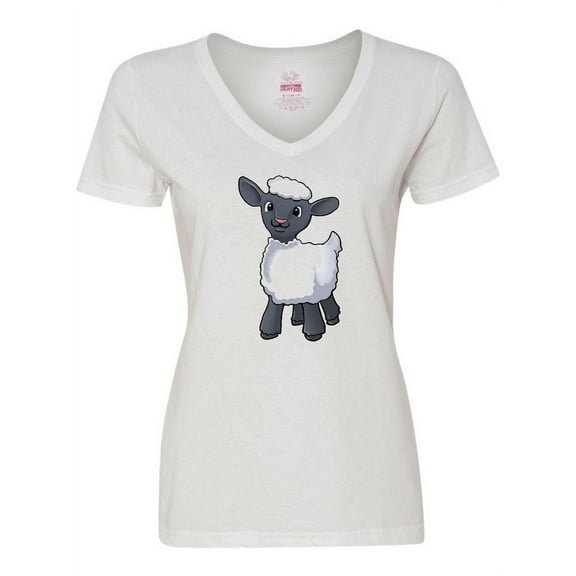 Inktastic Cute Little Lamb Women's V-Neck T-Shirt