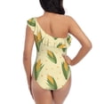 thumbnail image 5 of Salouo Yellow Corn Pattern One Shoulder Ruffled One Piece Swimsuit for Women V Neck Swimwear Tummy Control Bathing Suit-X-Large, 5 of 6