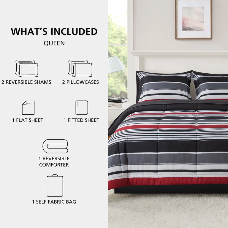 Free Shipping! Mainstays Reversible Bed in a Bag Comforter Set