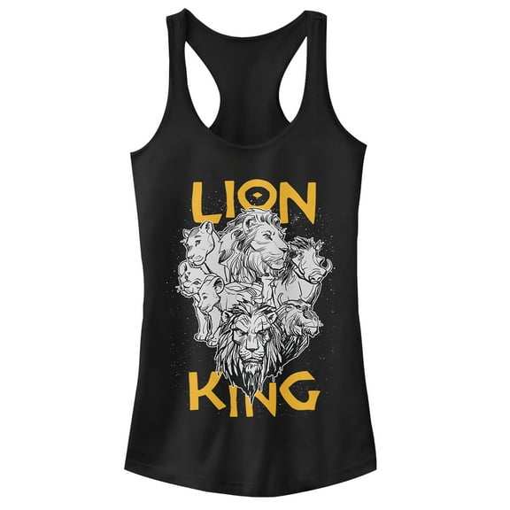 Junior's Lion King Animal Kingdom Crew  Racerback Tank Top Black X Small