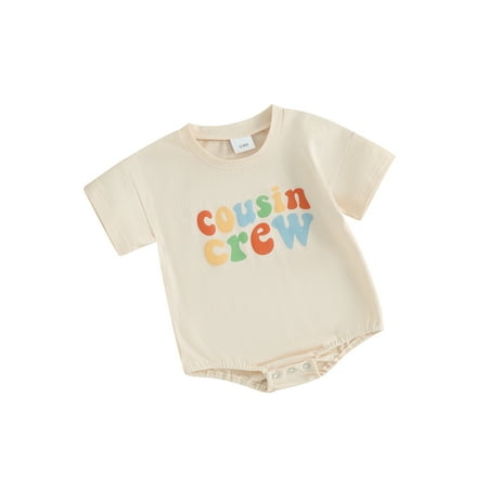

ESASSALY Baby Boy Girl Short Sleeve Round Neck Letter Print Romper Clothes
