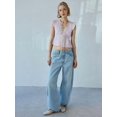 thumbnail image 3 of Women Lace Trim Shirts Sleeveless V Neck Flutter Sleeve Tie Front Cropped Tank Tops Slim Fit Tops Light S, 3 of 5